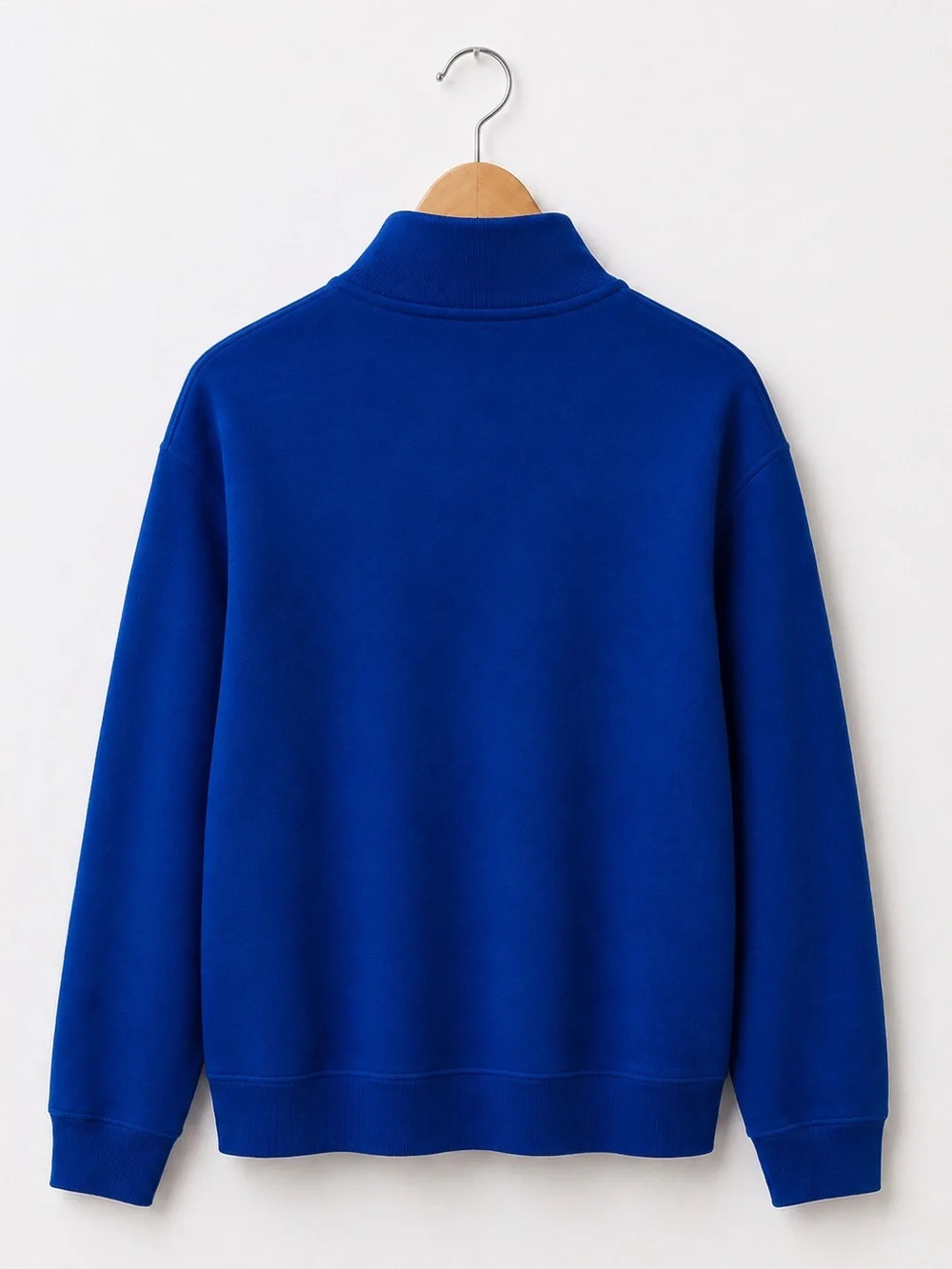 Polo Ralph Lauren Royal Blue Estate Rib Quarter Zip Cotton Micro Rib Sweater - Picture 2 of 4